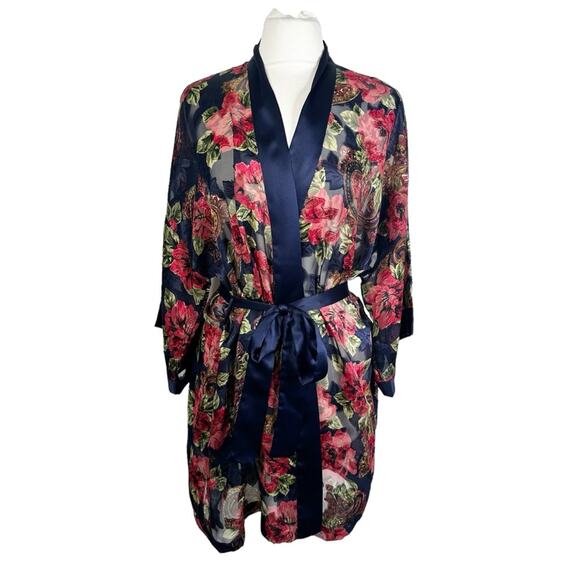 Vintage Victoria's Secret Gold Label Floral Print Sheer Robe One Size